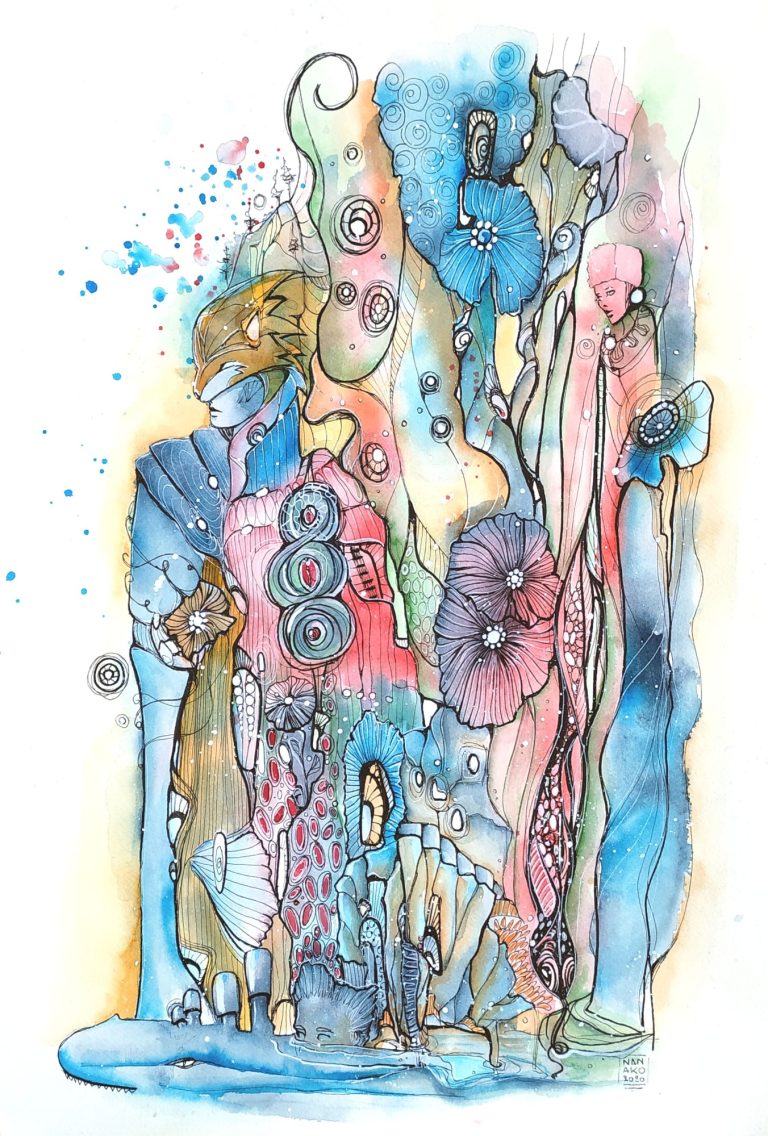 CLIFF - 2020 Colorful abstract illustration featuring whimsical shapes, flowers, and figures.