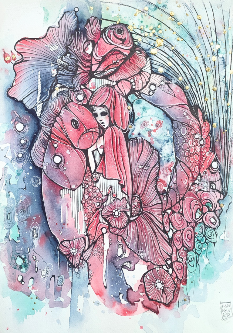 CAPPUCCETTO ROSSO - 2020 Abstract artwork featuring vibrant colors, fluid shapes, and whimsical forms.